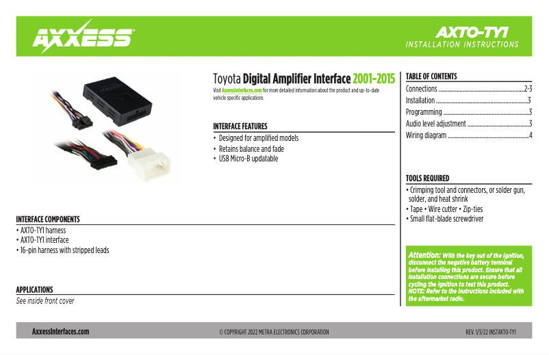 Página 1 del manual Manual de usuario AXESS TYTO-01