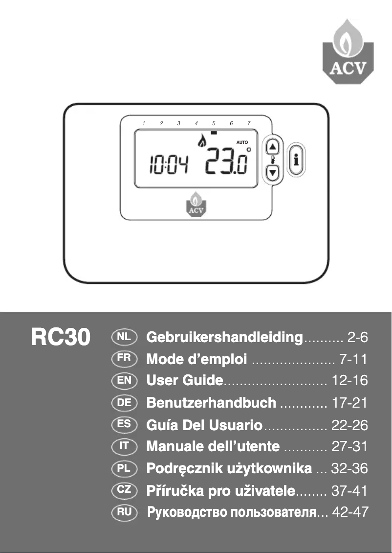 Imagen de la primera página del manual del dispositivo RC30