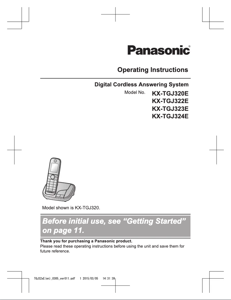 Imagen de la primera página del manual del dispositivo KX-TGJ323E