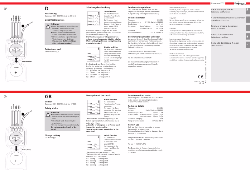 Página 1 del manual Manual de usuario Marantec Easywave Command 132