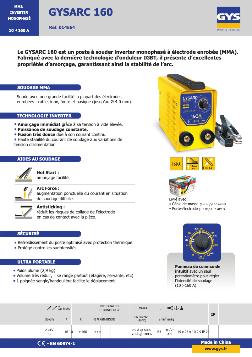 Imagen de la primera página del manual del dispositivo Gysarc 160