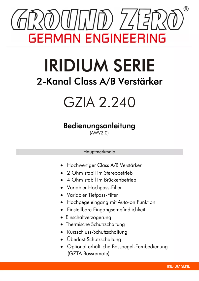 Página 1 del manual Manual de usuario Ground Zero GZIA 2.240
