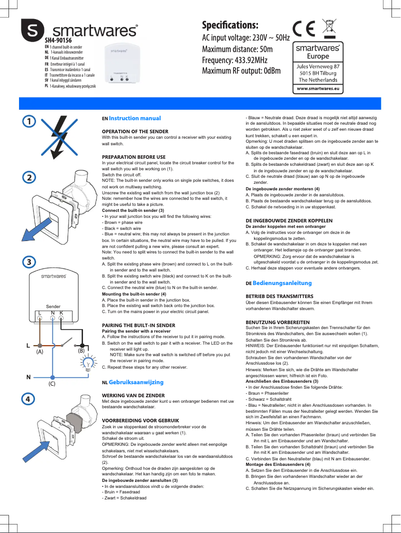 Imagen de la primera página del manual del dispositivo SH4-90156