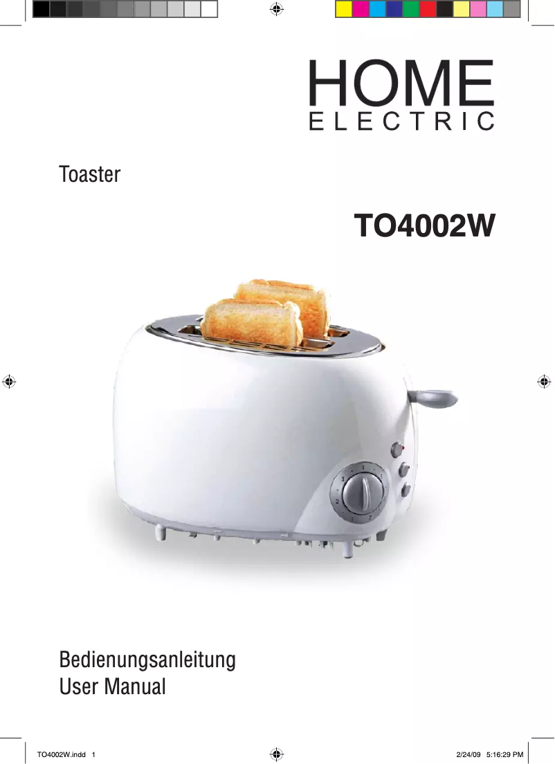 Imagen de la primera página del manual del dispositivo TO4002W