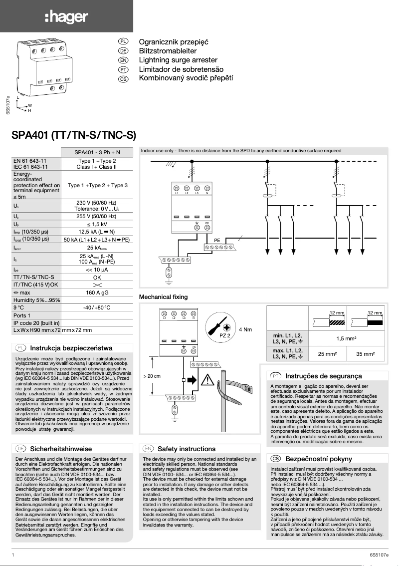 Página 1 del manual Manual de usuario Hager SPA401