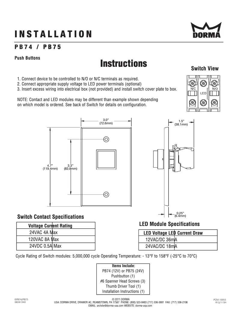 Imagen de la primera página del manual del dispositivo PB75