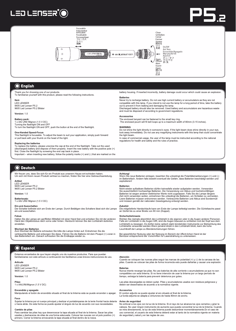 Imagen de la primera página del manual del dispositivo P5.2