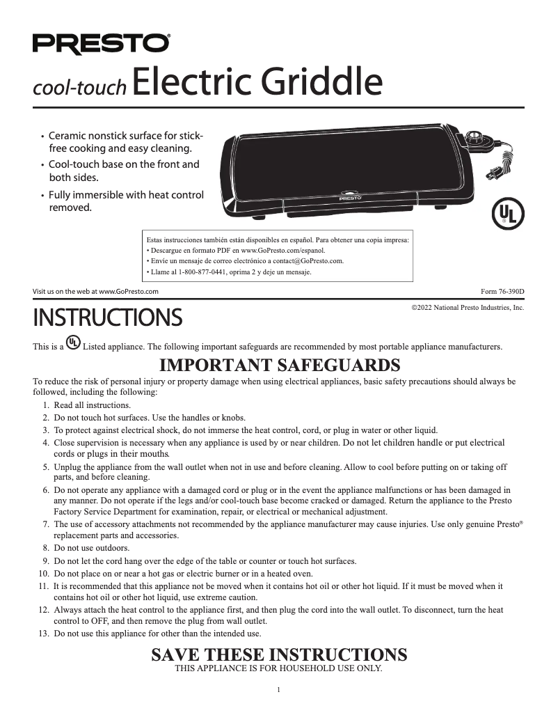 Imagen de la primera página del manual del dispositivo cool-touch 07055