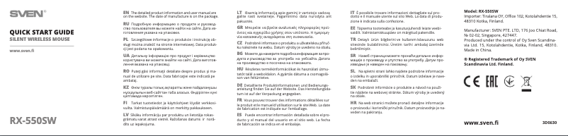 Página 1 del manual Guía de inicio rápido Sven RX-550SW