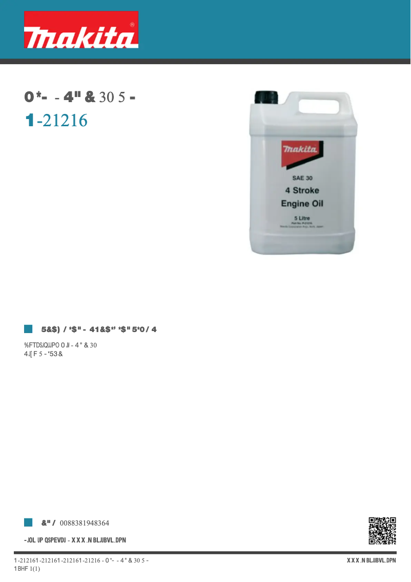 Página 1 del manual Ficha técnica Makita P-21216