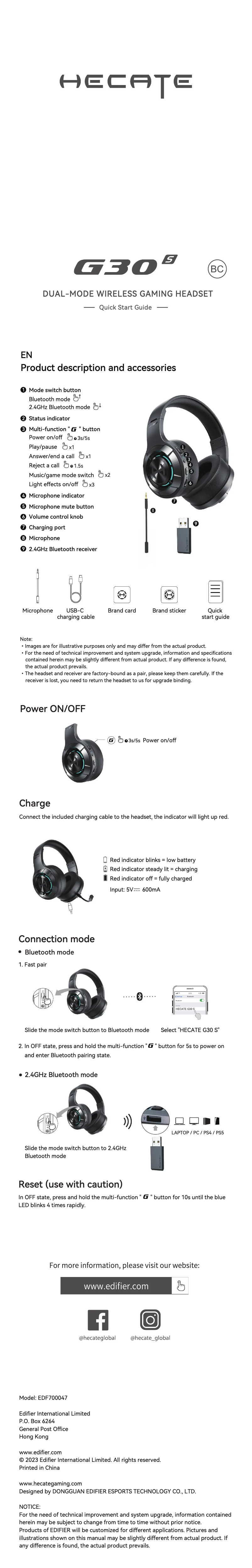 Imagen de la primera página del manual del dispositivo Hecate G30 S