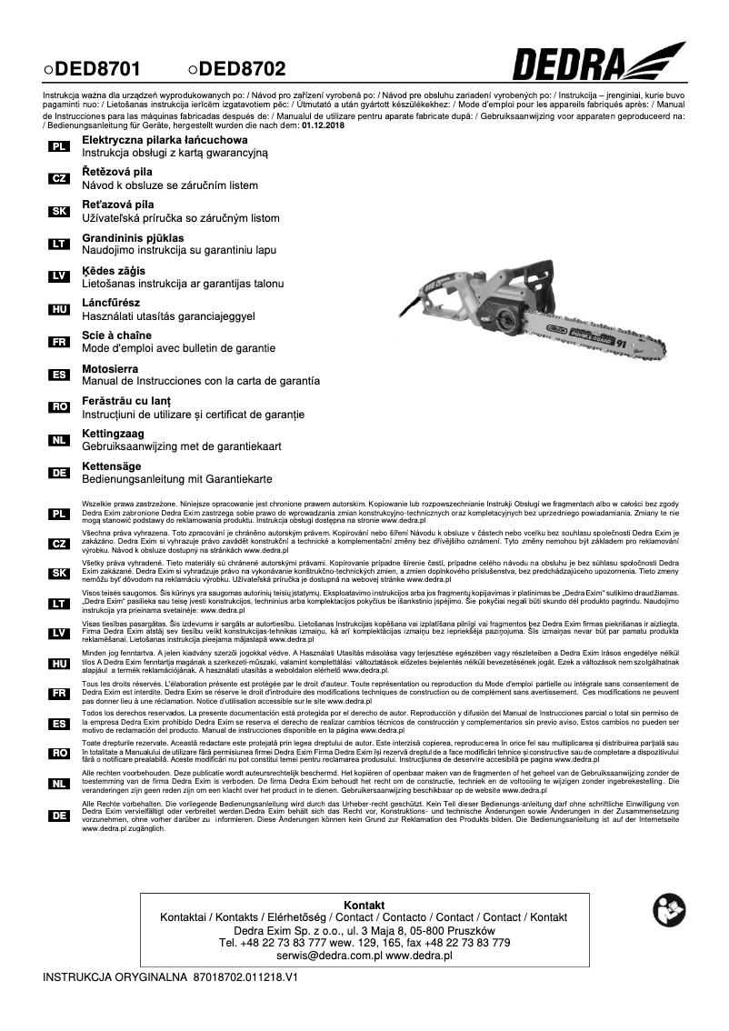 Página 1 del manual Manual de usuario DEDRA DED8701