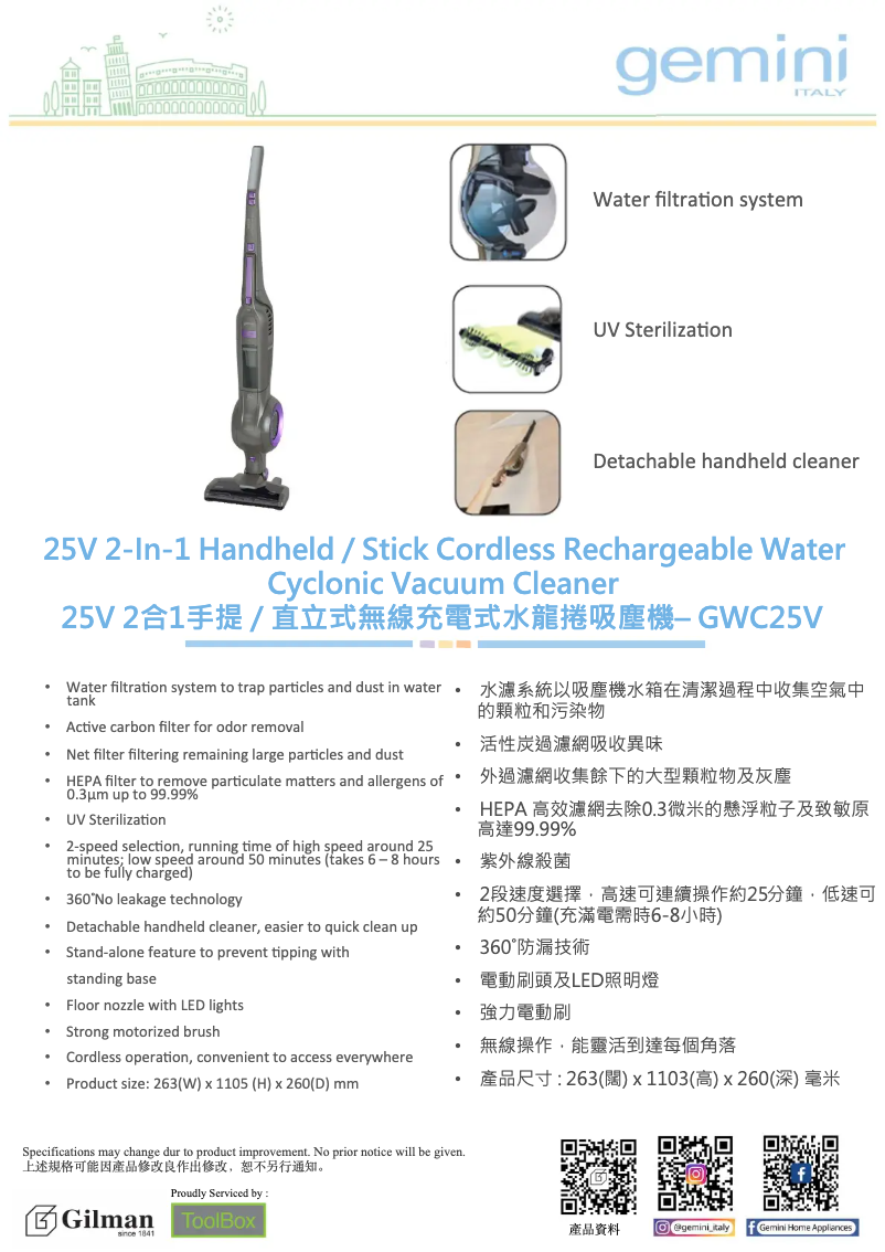 Página 1 del manual Catálogo Gemini GWC25V