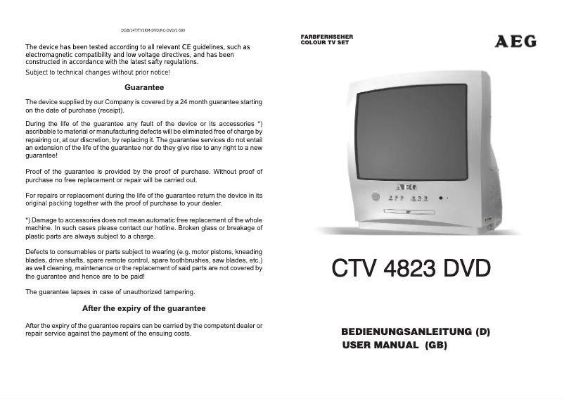 Página 1 del manual Manual de usuario AEG CTV 4823 DVD