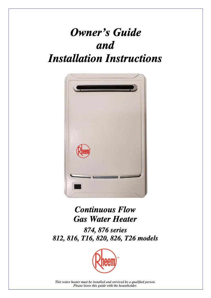Imagen de la primera página del manual del dispositivo Continuous Flow 874T26PF