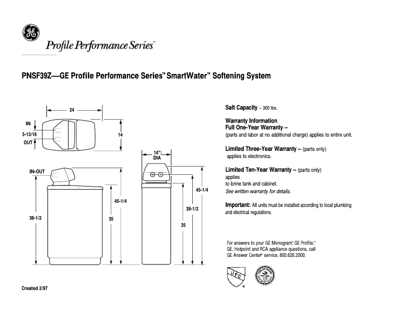 Imagen de la primera página del manual del dispositivo Profile PNSF39Z