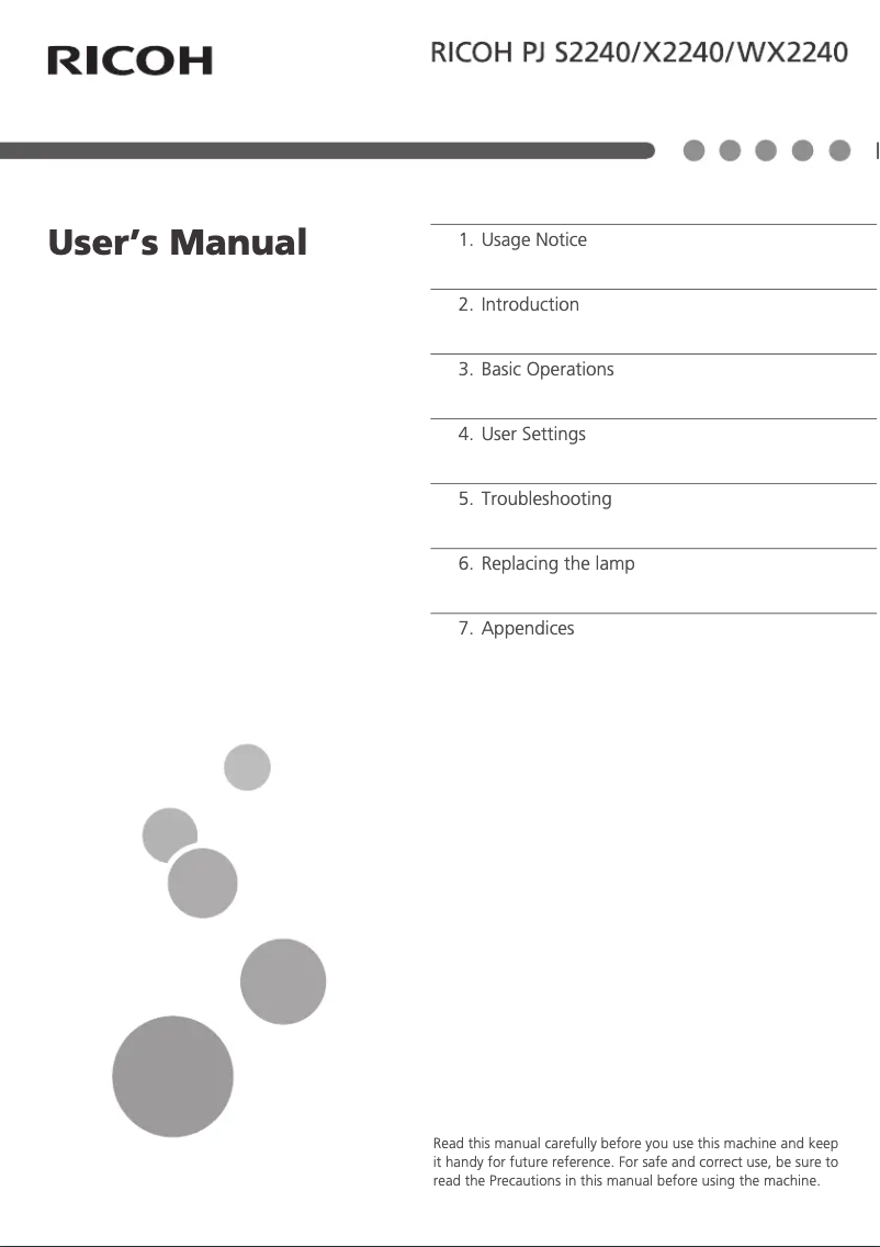 Imagen de la primera página del manual del dispositivo PJ S2240