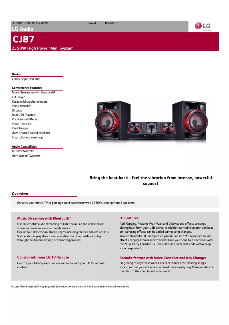 Página nº 1 - Ficha técnica LG CJ87