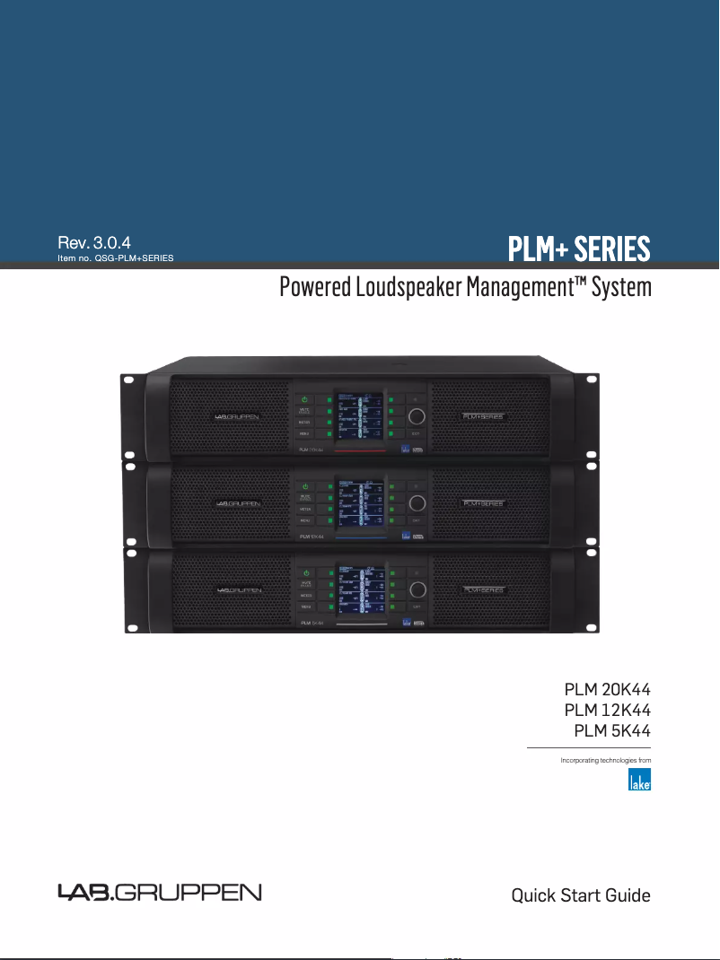 Página 1 del manual Guía de inicio rápido Lab Gruppen PLM 12K44 SP