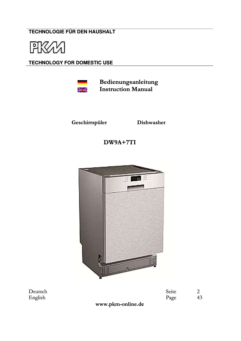 Imagen de la primera página del manual del dispositivo DW9A+7TI