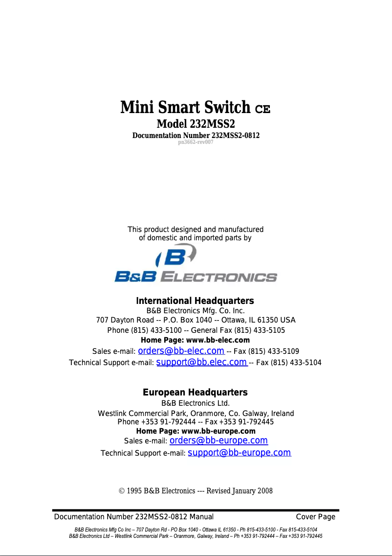 Imagen de la primera página del manual del dispositivo 232MSS2