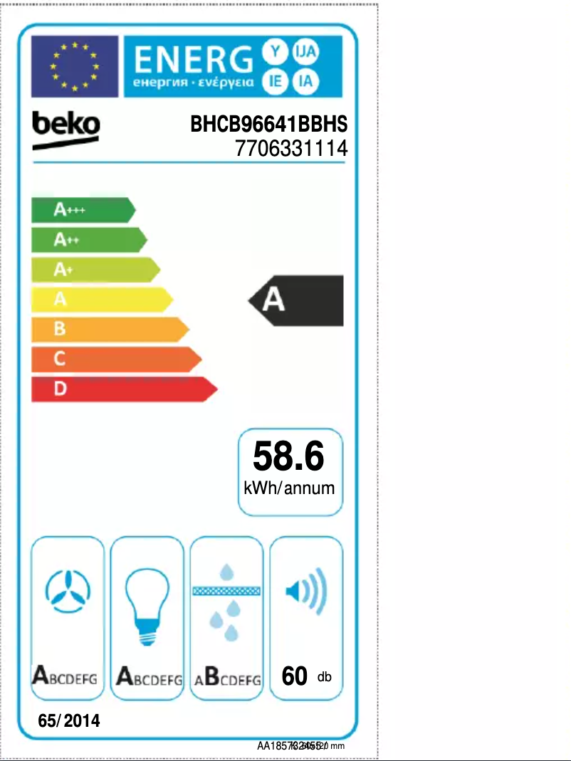 Página 1 del manual Etiqueta energética Beko BHCB96741BBHS