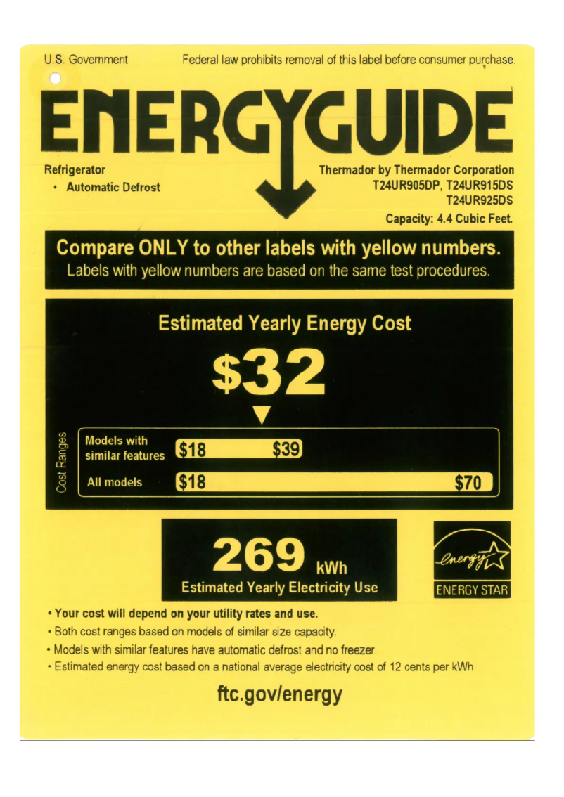 Página 1 del manual Etiqueta energética Thermador T24UR915DS