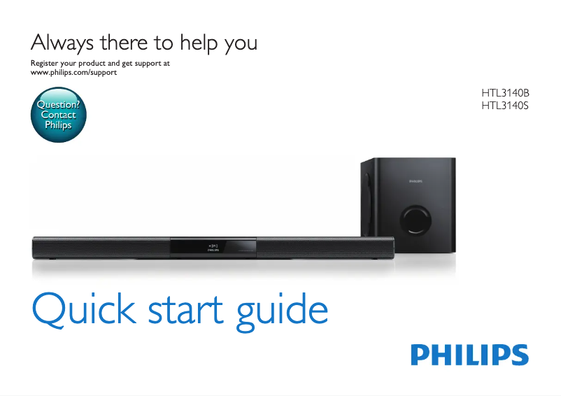 Página 1 del manual Guía de inicio rápido Philips HTL3140B