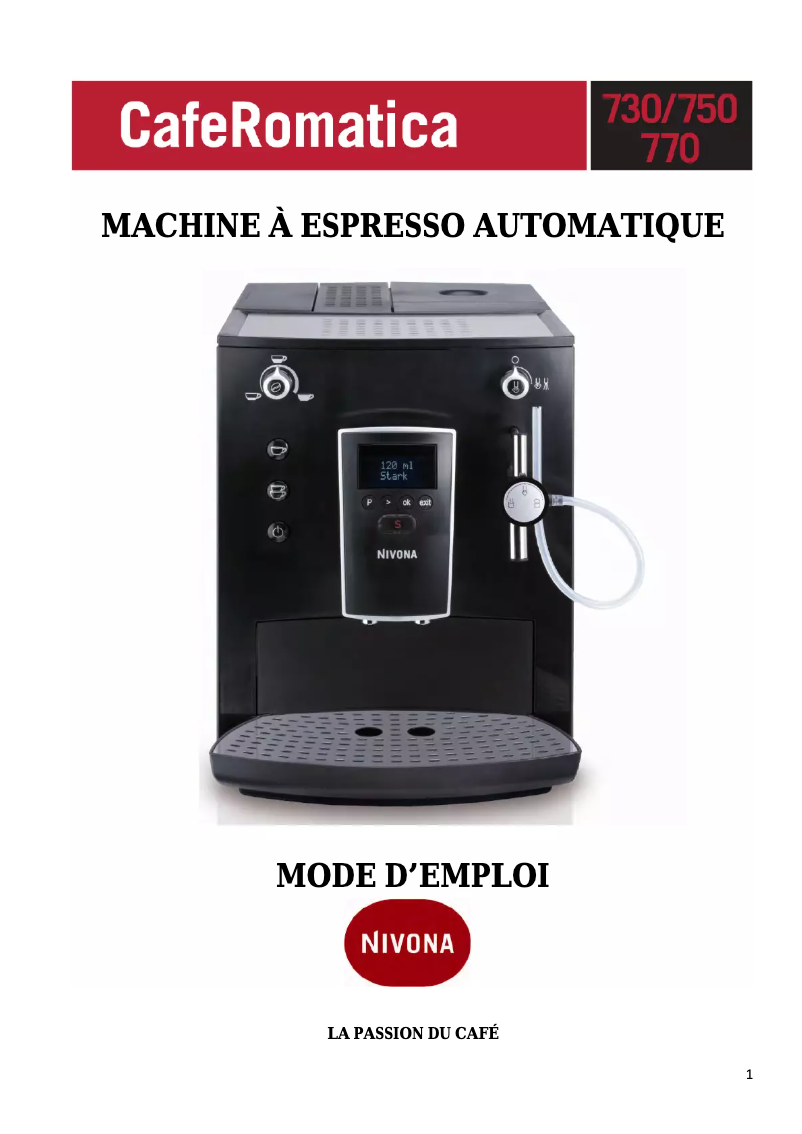 Imagen de la primera página del manual del dispositivo CafeRomatica 720