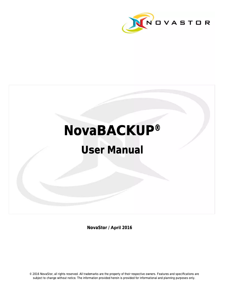 Página nº 1 - Manual de usuario Novastor NovaBACKUP Server