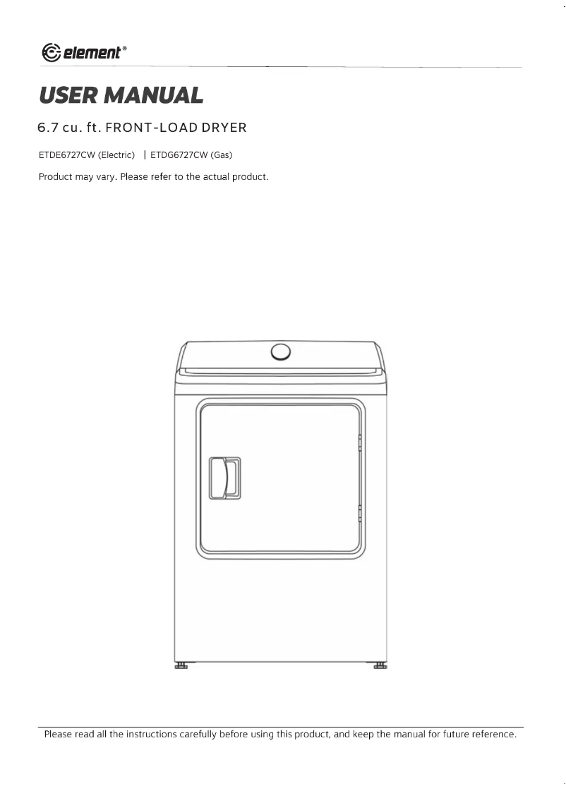 Página 1 del manual Manual de usuario Element ETDG6727CW