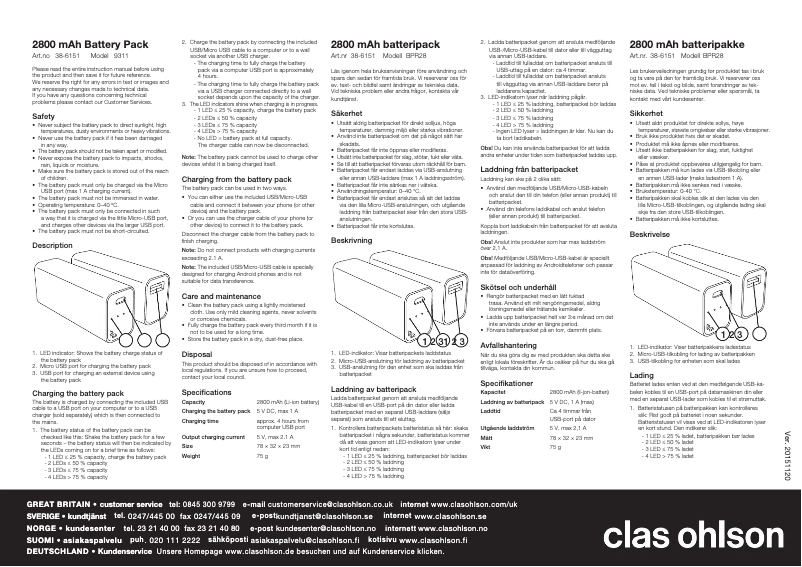 Página 1 del manual Manual de usuario Clas Ohlson 9311