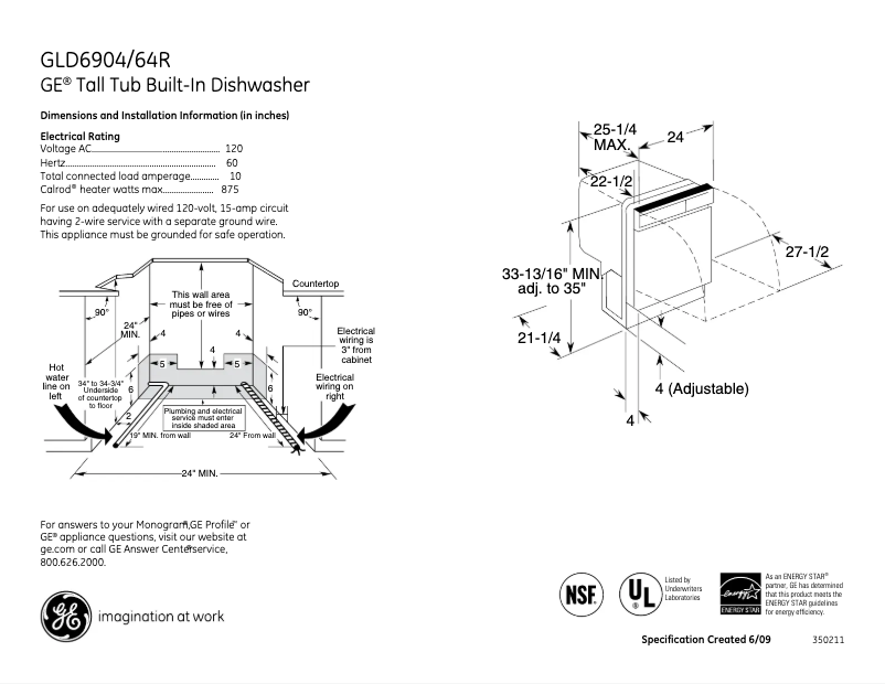 Imagen de la primera página del manual del dispositivo GLD6904RBB
