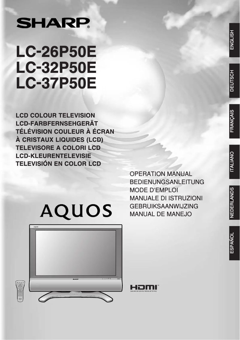 Imagen de la primera página del manual del dispositivo AQUOS LC-26P50E
