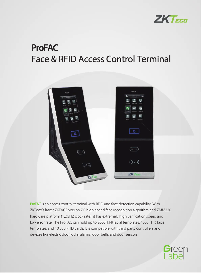 Imagen de la primera página del manual del dispositivo ProFAC
