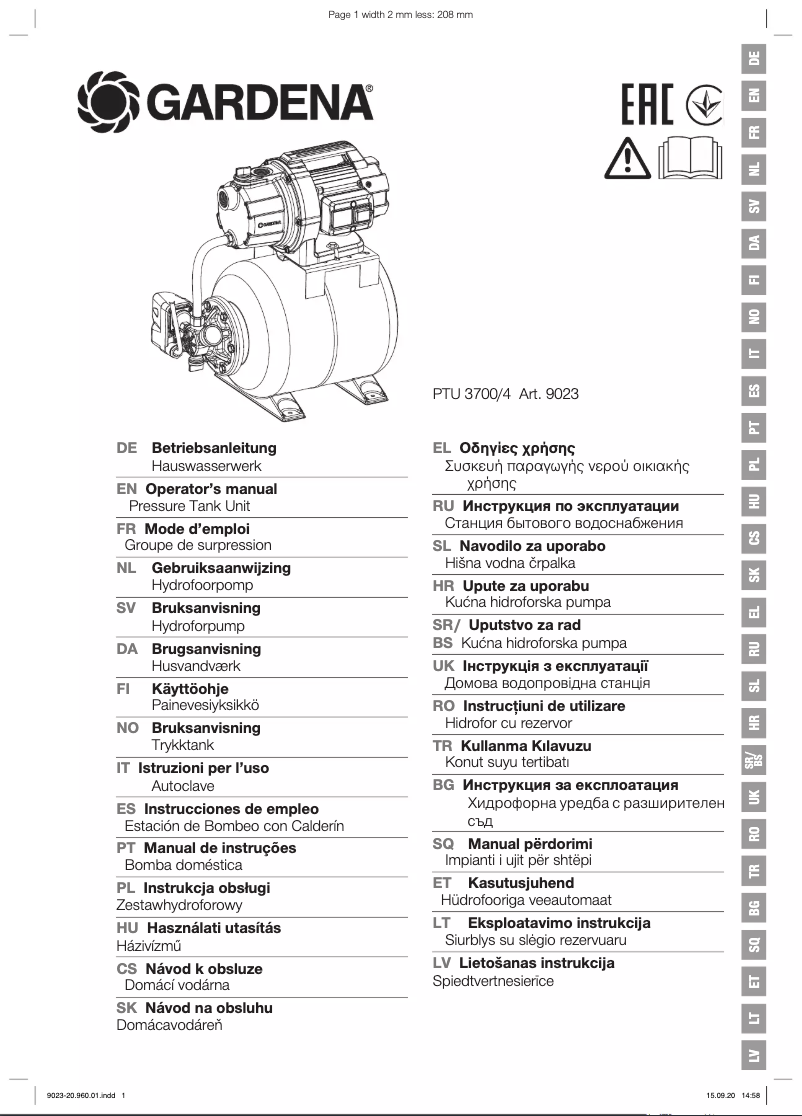 Página 1 del manual Manual de usuario Gardena PTU 3700/4