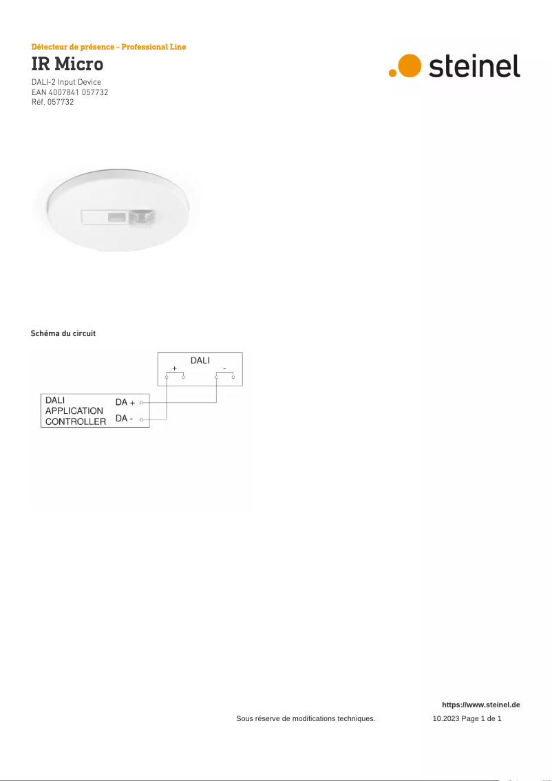 Página 1 del manual Diagrama de cableado Steinel IR Micro DALI