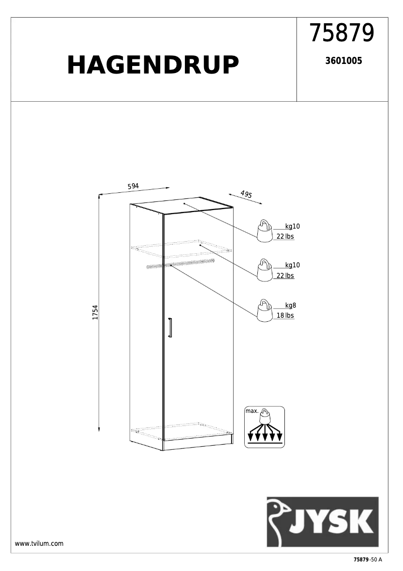 Página nº 1 - Manual de usuario JYSK Hagendrup (60x175x50)