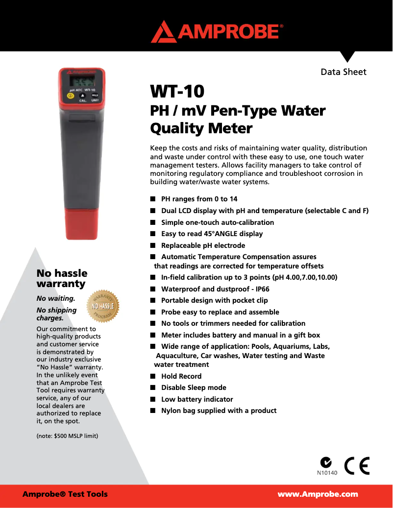 Página 1 del manual Ficha técnica Amprobe WT-10