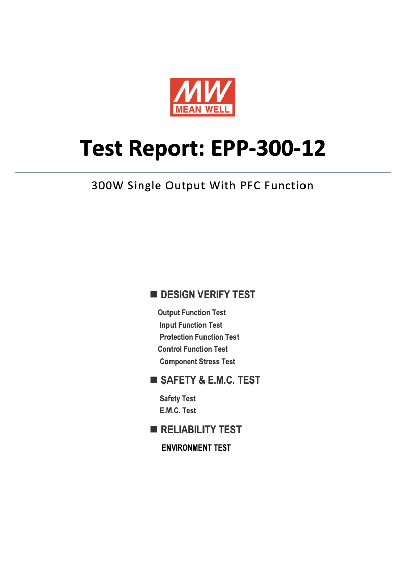 Página 1 del manual Ficha técnica Mean Well EPP-300-12
