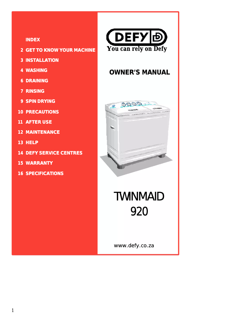 Imagen de la primera página del manual del dispositivo Twinmaid 920