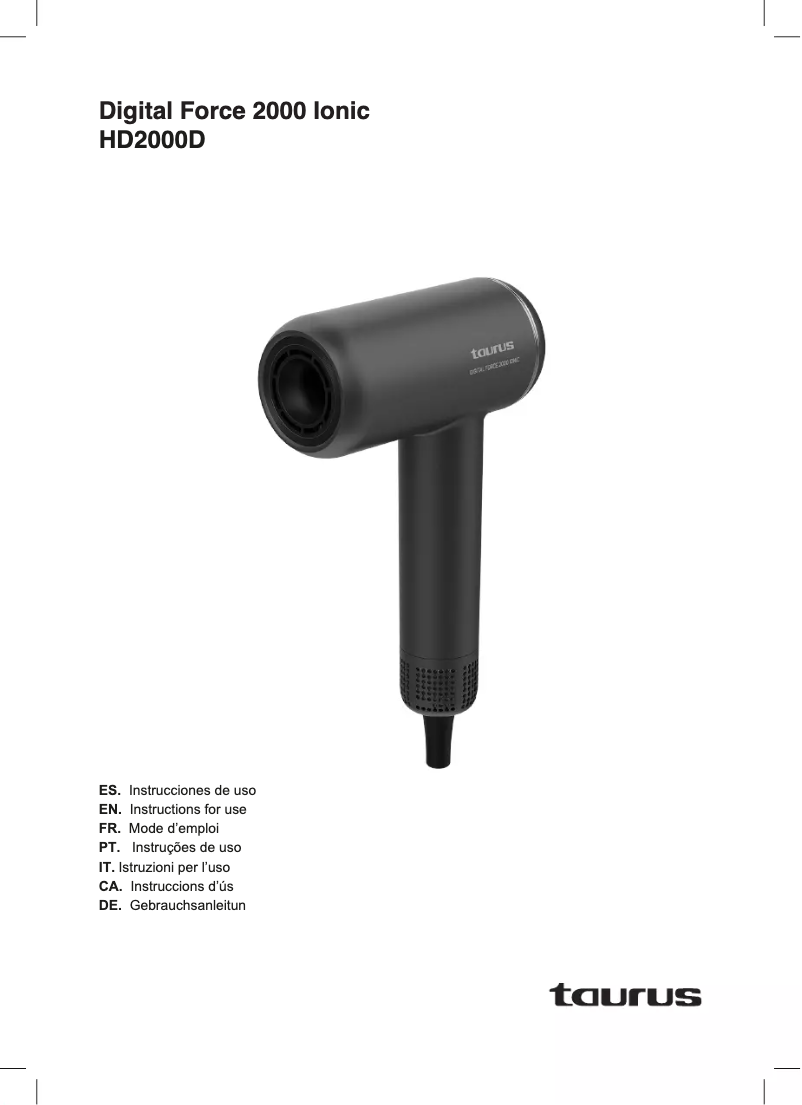 Página 1 del manual Manual de usuario Taurus Digital Force 2000 Ionic