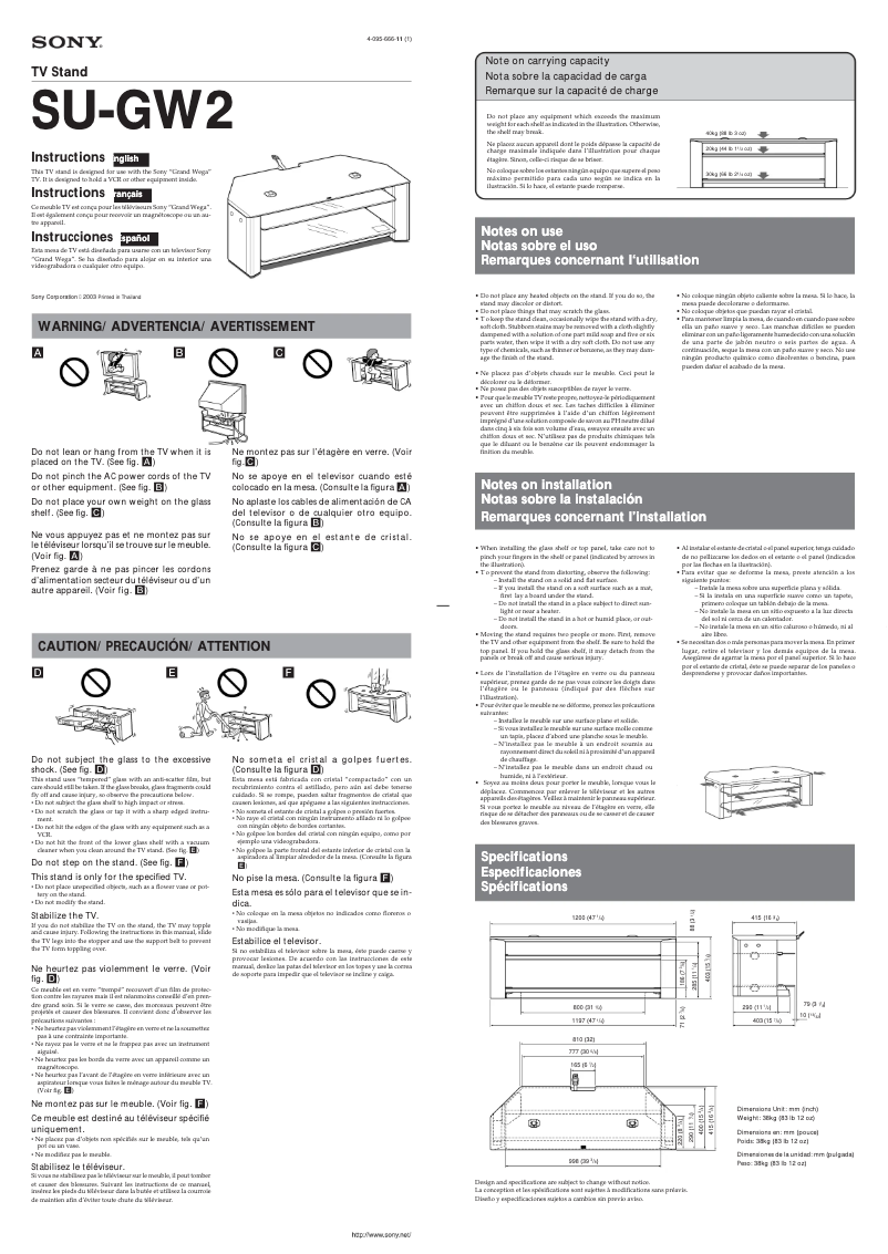Imagen de la primera página del manual del dispositivo SU-GW2