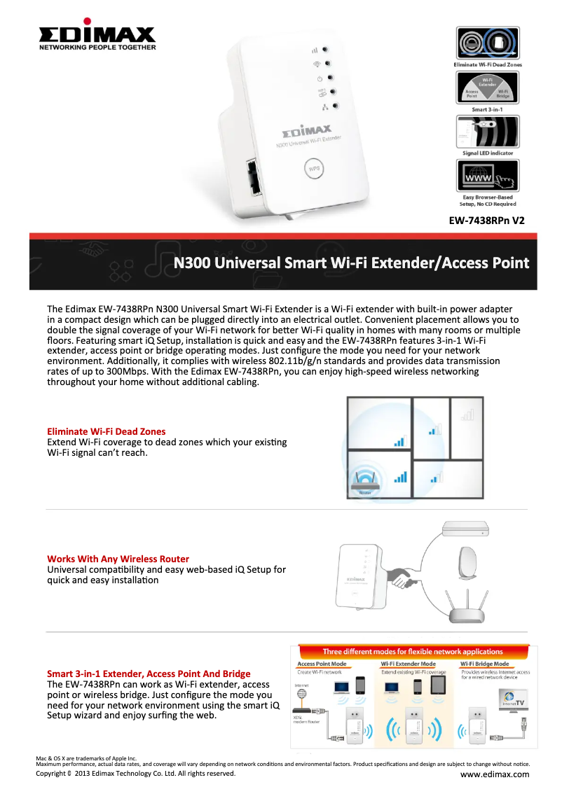 Página nº 1 - Ficha técnica Edimax EW-7438RPNV2