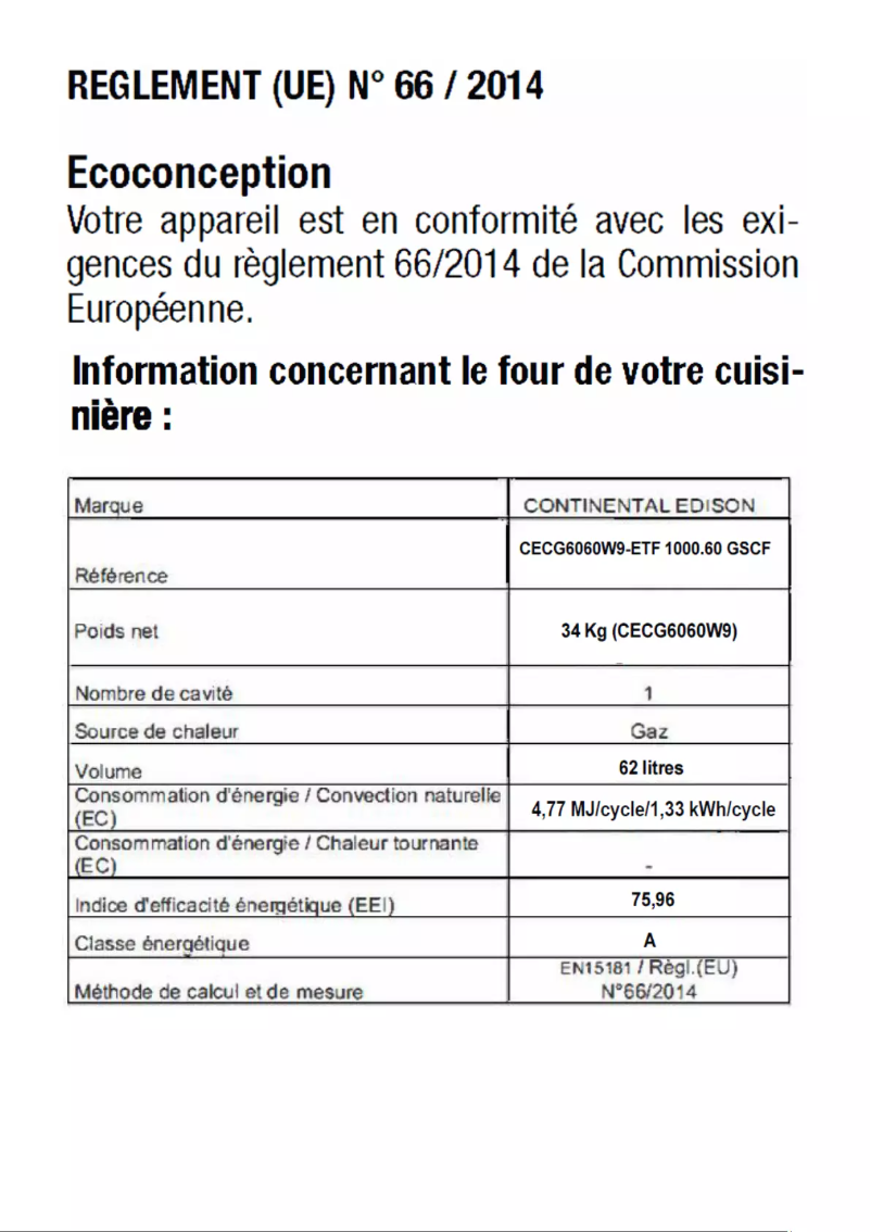 Imagen de la primera página del manual del dispositivo CECG6060W9
