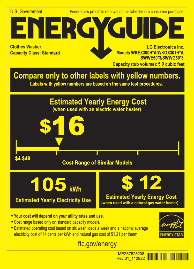 Página nº 1 - Etiqueta energética LG WKGX301HBA