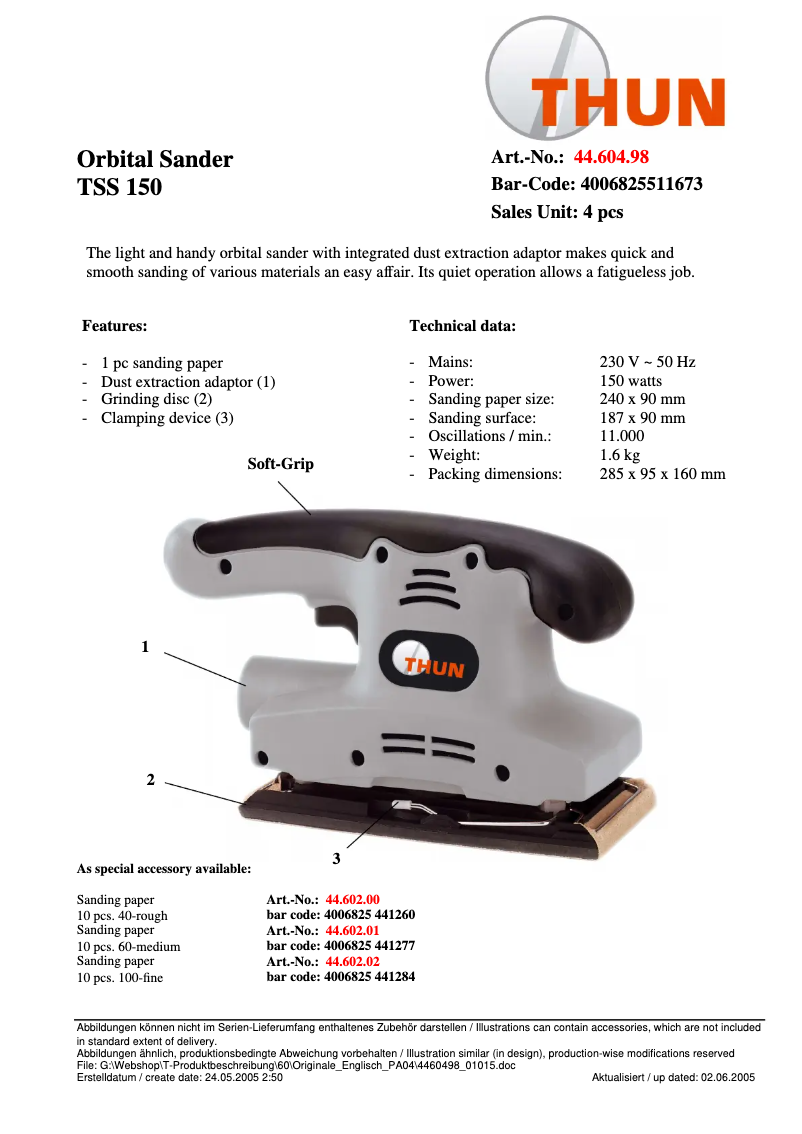 Imagen de la primera página del manual del dispositivo TSS 150