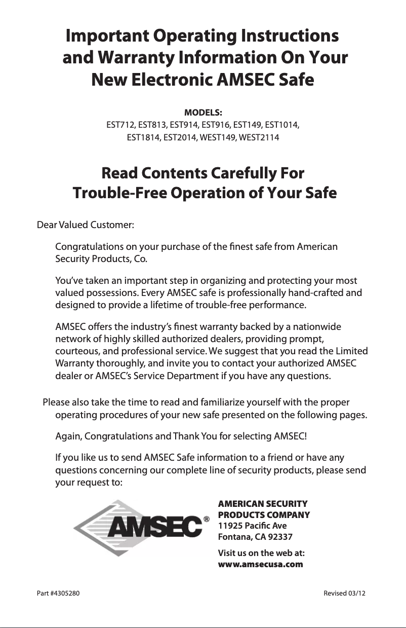 Página nº 1 - Manual de usuario AMSEC EST149