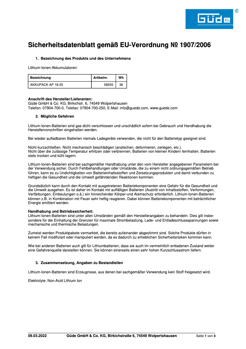 Página 1 del manual Instrucciones de seguridad Güde LB 18-201-05
