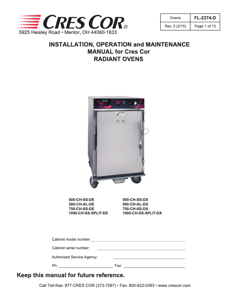 Página 1 del manual Manual de usuario Cres Cor 750CHSSDE